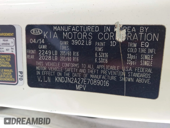 2014 Kia Soul with VIN KNDJN2A27E7089016, listed as a IAAI auction lot 40994947 with 143,939 mi miles. Bid and sale history available at carsss.com. Image 9.