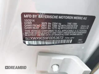 2015 BMW X3 xDrive28i z VIN 5UXWX9C59F0D53672, wystawiony jako IAAI lot #41975259 z przebiegiem 82 852 mil mil oraz . Historia ofert i sprzedaży dostępna na DreamBid. Obrazek 9.