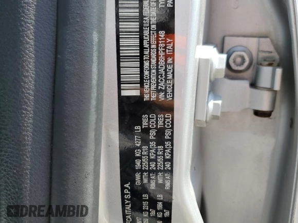 2017 Jeep Renegade Limited with VIN ZACCJADB6HPF81148, listed as a Copart auction lot 51928435 with 127,062 mi miles and Salvage title. Bid and sale history available at DreamBid. Image 16.