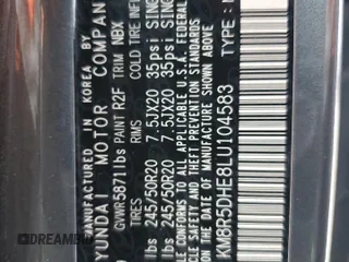 2020 Hyundai Palisade Limited with VIN KM8R5DHE8LU104583, listed as a Copart auction lot 58977595 with Not provided miles and Salvage title. Bid and sale history available at DreamBid. Image 13.