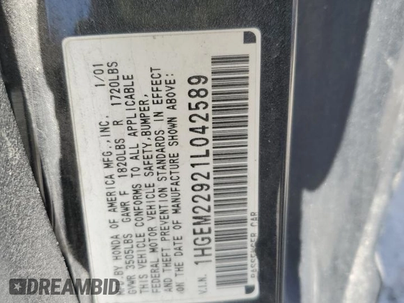 2001 Honda Civic EX with VIN 1HGEM22921L042589, listed as a Copart auction lot 52429515 with 204,141 mi miles and Salvage Title. Bid and sale history available at carsss.com. Image 15.
