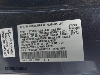 2020 Honda Odyssey EX-L with VIN 5FNRL6H7XLB073918, listed as a IAAI auction lot 41966179 with Not Provided miles. Bid and sale history available at carsss.com. Image 9.