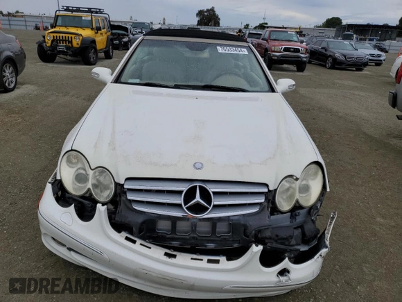 2005 Mercedes-Benz CLK 320 with VIN WDBTK65G95T044664, listed as a Copart auction lot 76533454 with 127,431 mi miles and Salvage Title. Bid and sale history available at DreamBid. Image 5.