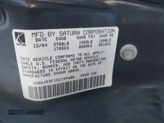 2005 Saturn ION ION 2 z VIN 1G8AJ52F15Z137400, wystawiony jako IAAI lot #41574734 z przebiegiem 274 460 mil mil oraz . Historia ofert i sprzedaży dostępna na DreamBid. Obrazek 9.