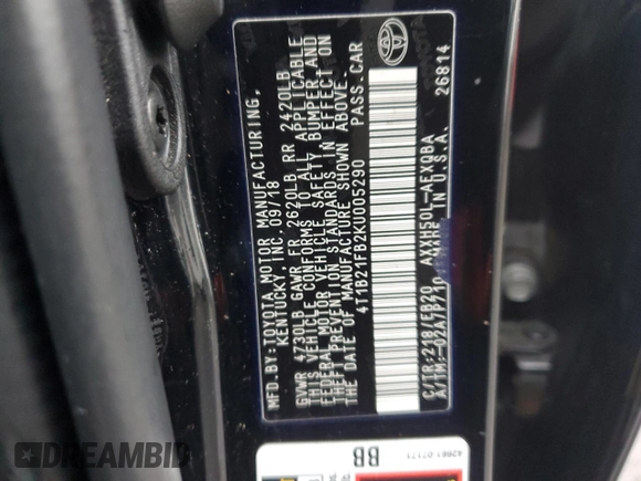 2019 Toyota Avalon Limited Hybrid z VIN 4T1B21FB2KU005290, wystawiony jako Copart lot #87433804 z przebiegiem 92 909 mil mil oraz Szkoda całkowita • Salvage title. Historia ofert i sprzedaży dostępna na DreamBid. Obrazek 15.