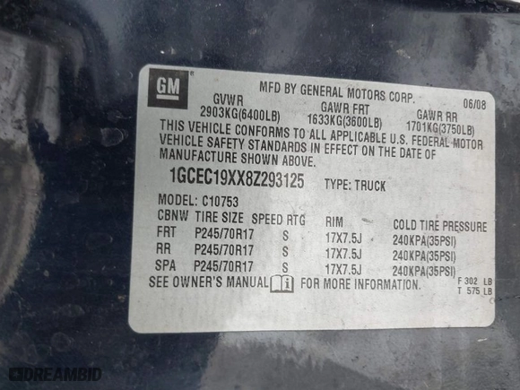2008 Chevrolet Silverado 1500 Work Truck with VIN 1GCEC19XX8Z293125, listed as a IAAI auction lot 41540875 with 268,582 mi miles. Bid and sale history available at carsss.com. Image 9.