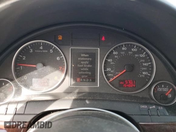 2005 Audi A4 3.2L with VIN WAUDG68E35A423413, listed as a Copart auction lot 72881194 with 154,024 mi miles and Salvage Title. Bid and sale history available at carsss.com. Image 9.