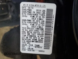 2010 Infiniti FX with VIN JN8AS1MW1AM856800, listed as a Copart auction lot 48425245 with 154,305 mi miles and Salvage Title. Bid and sale history available at carsss.com. Image 13.
