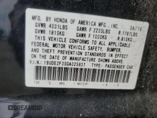 2016 Acura ILX with VIN 19UDE2F35GA025837, listed as a Copart auction lot 63039835 with 128,193 mi miles and Salvage title. Bid and sale history available at DreamBid. Image 12.