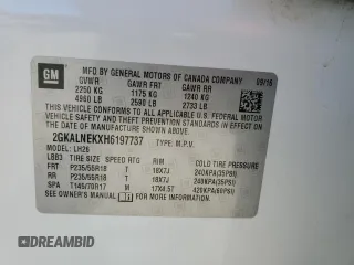 2017 GMC Terrain SLE z VIN 2GKALNEKXH6197737, wystawiony jako Copart lot #48365645 z przebiegiem Nie podano mil oraz Szkoda całkowita • Salvage title. Historia ofert i sprzedaży dostępna na DreamBid. Obrazek 14.