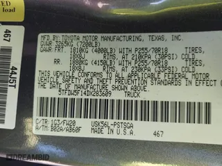 2013 Toyota Tundra 4WD Truck with VIN 5TFDW5F14DX283609, listed as a IAAI auction lot 41758175 with 196,393 mi miles. Bid and sale history available at carsss.com. Image 9.