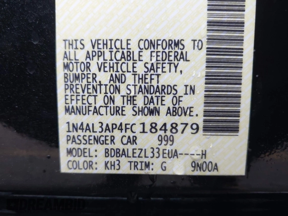 2015 Nissan Altima S with VIN 1N4AL3AP4FC184879, listed as a IAAI auction lot 40097666 with 128,156 mi miles and . Bid and sale history available at DreamBid. Image 9.