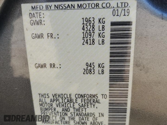 2019 Nissan Altima SV z VIN 1N4BL4DV4KC183875, wystawiony jako Copart lot #49556275 z przebiegiem 108 856 mil mil oraz Szkoda całkowita • Salvage title. Historia ofert i sprzedaży dostępna na DreamBid. Obrazek 14.