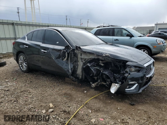 2020 Infiniti Q50 Pure with VIN JN1EV7ARXLM250598, listed as a Copart auction lot 50798135 with 76,069 mi miles and Salvage title. Bid and sale history available at DreamBid. Image 4.