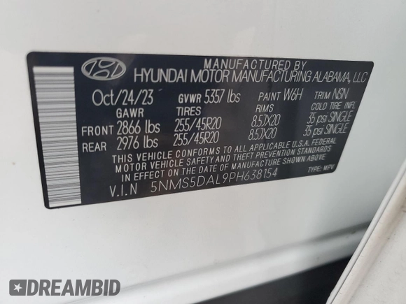 2023 Hyundai Santa Fe Calligraphy with VIN 5NMS5DAL9PH638154, listed as a Copart auction lot 77254174 with 8,565 mi miles and Salvage Title. Bid and sale history available at carsss.com. Image 14.