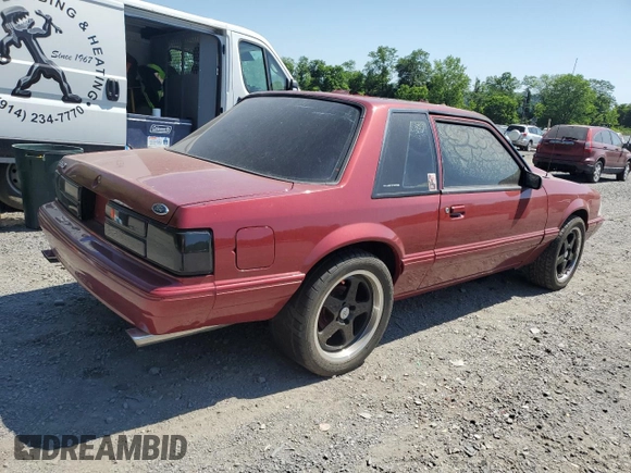 1990 Ford Mustang with VIN 1FACP40E5LF223413, listed as a Copart auction lot 62114315 with Not provided miles and Salvage title. Bid and sale history available at DreamBid. Image 3.