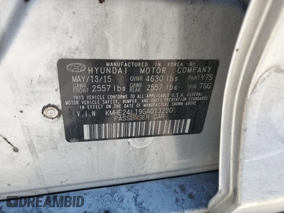 2016 Hyundai Sonata Hybrid SE with VIN KMHE24L19GA013230, listed as a Copart auction lot 61847783 with 98,244 mi miles. Bid and sale history available at carsss.com. Image 15.