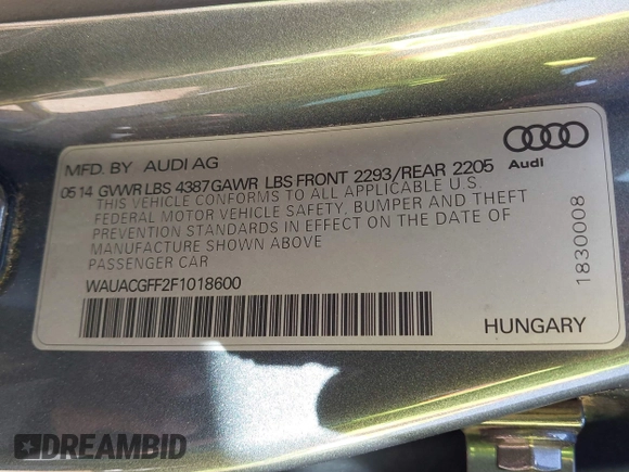 2015 Audi A3 Premium z VIN WAUACGFF2F1018600, wystawiony jako IAAI lot #41876887 z przebiegiem 99 006 mil mil oraz . Historia ofert i sprzedaży dostępna na DreamBid. Obrazek 9.