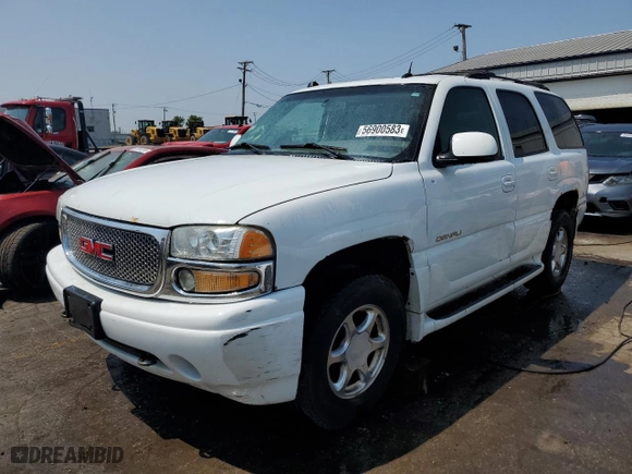 2005 GMC Yukon Denali with VIN 1GKEK63U75J123561, listed as a Copart auction lot 56900583 with 0 mi miles and Salvage Title. Bid and sale history available at carsss.com. Image 1.