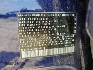 2022 Volkswagen Tiguan SE z VIN 3VV3B7AX9NM102978, wystawiony jako Copart lot #60182395 z przebiegiem 43 565 mil mil oraz Szkoda całkowita • Salvage title. Historia ofert i sprzedaży dostępna na DreamBid. Obrazek 13.