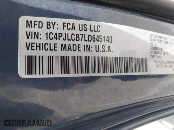 2020 Jeep Cherokee Latitude с VIN 1C4PJLCB7LD645140, выставлен на аукционе IAAI как лот 42330707 с пробегом 93 808 миль миль и . История ставок и продаж доступна на DreamBid. Изображение 9.