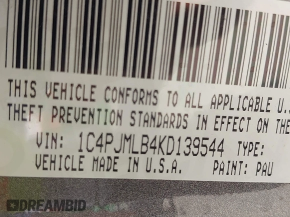 2019 Jeep Cherokee Latitude Plus with VIN 1C4PJMLB4KD139544, listed as a IAAI auction lot 42080636 with 76,715 mi miles and . Bid and sale history available at DreamBid. Image 9.