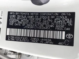 2017 Toyota Prius Two with VIN JTDKBRFU1H3028451, listed as a IAAI auction lot 41896413 with 80,274 mi miles. Bid and sale history available at carsss.com. Image 9.
