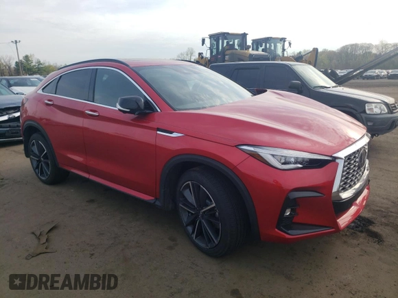 2023 Infiniti QX55 Sensory with VIN 3PCAJ5LR0PF114889, listed as a Copart auction lot 54241355 with 32,363 mi miles and Salvage Title. Bid and sale history available at DreamBid. Image 4.