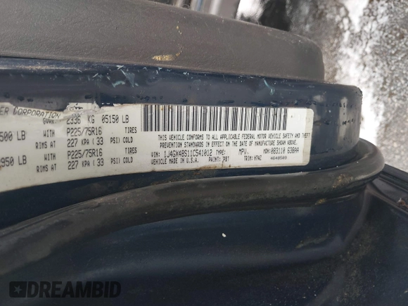 2001 Jeep Grand Cherokee Laredo с VIN 1J4GX48S11C541012, выставлен на аукционе IAAI как лот 42290532 с пробегом 175 780 миль миль и . История ставок и продаж доступна на DreamBid. Изображение 9.