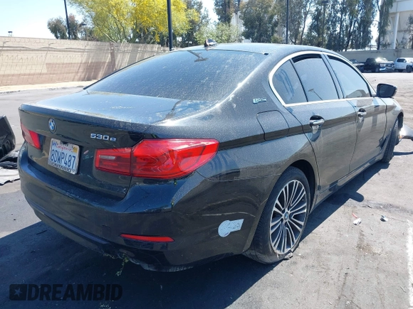 2018 BMW 5 Series 530e with VIN WBAJA9C50JB249995, listed as a IAAI auction lot 42301414 with 179,673 mi miles and . Bid and sale history available at DreamBid. Image 4.