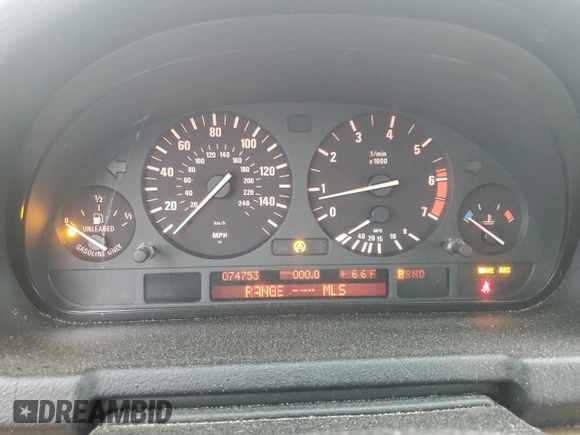 2003 BMW X5 4.4i with VIN 5UXFB33523LH41641, listed as a Copart auction lot 73943304 with 74,753 mi miles and Clean Title. Bid and sale history available at carsss.com. Image 9.