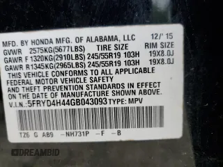 2016 Acura MDX Technology z VIN 5FRYD4H44GB043093, wystawiony jako Copart lot #56663955 z przebiegiem 204 655 mil mil oraz Szkoda całkowita • Salvage title. Historia ofert i sprzedaży dostępna na DreamBid. Obrazek 14.