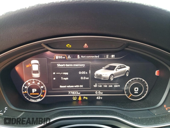 2019 Audi A4 Premium Plus with VIN WAUENAF42KA044955, listed as a Copart auction lot 46553044 with 77,833 mi miles and Salvage Title. Bid and sale history available at carsss.com. Image 9.