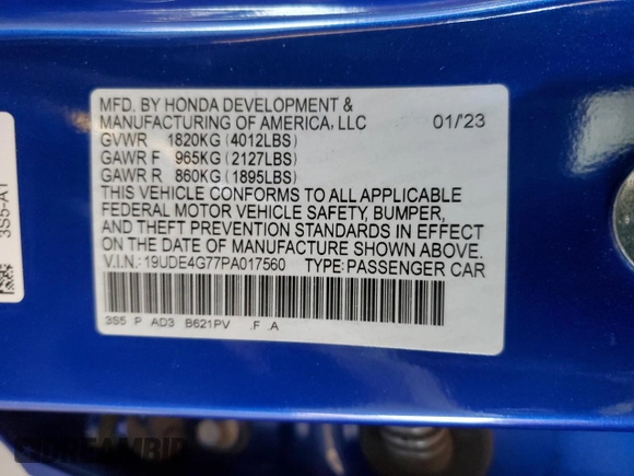 2023 Acura Integra Technology with VIN 19UDE4G77PA017560, listed as a Copart auction lot 46472525 with 23,129 mi miles and Salvage Title. Bid and sale history available at carsss.com. Image 13.