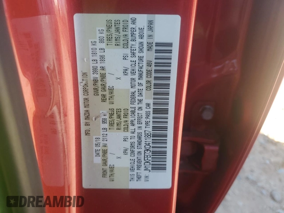 2019 Mazda CX-3 Sport z VIN JM1DKFB73K0411887, wystawiony jako Copart lot #47854665 z przebiegiem 134 777 mil mil oraz Szkoda całkowita • Salvage title. Historia ofert i sprzedaży dostępna na DreamBid. Obrazek 12.