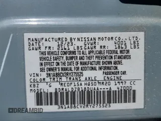 2024 Nissan Sentra SV with VIN 3N1AB8CV2RY275525, listed as a Copart auction lot 52139725 with 26,353 mi miles and Salvage Title. Bid and sale history available at DreamBid. Image 14.