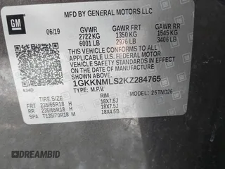 2019 GMC Acadia SLT with VIN 1GKKNMLS2KZ284765, listed as a IAAI auction lot 42593279 with 33,120 mi miles and . Bid and sale history available at DreamBid. Image 9.