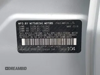 2018 Mitsubishi Mirage ES with VIN ML32F3FJ3JHF12434, listed as a IAAI auction lot 42588116 with 50,092 mi miles and . Bid and sale history available at DreamBid. Image 9.