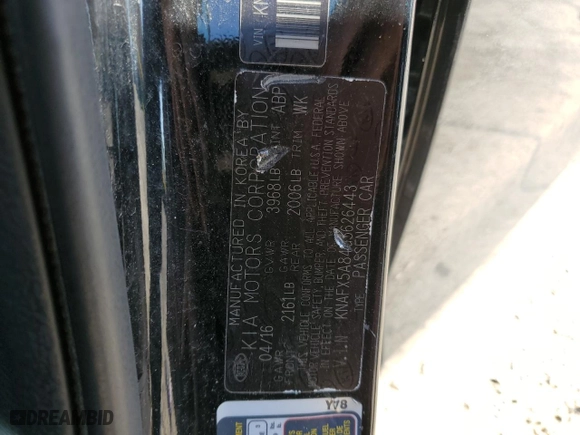 2016 Kia Forte 5-Door EX with VIN KNAFX5A84G5626443, listed as a Copart auction lot 55938624 with 124,787 mi miles and Salvage Title. Bid and sale history available at carsss.com. Image 12.