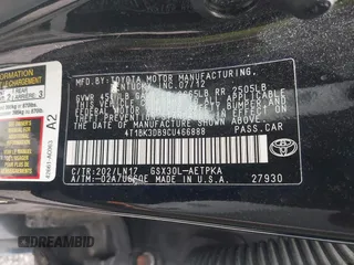 2012 Toyota Avalon with VIN 4T1BK3DB9CU466888, listed as a IAAI auction lot 42712681 with 323,252 mi miles and . Bid and sale history available at DreamBid. Image 9.