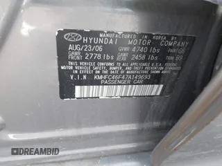 2007 Hyundai Azera SE with VIN KMHFC46F47A149693, listed as a IAAI auction lot 42060439 with 190,317 mi miles and . Bid and sale history available at DreamBid. Image 9.