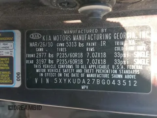 2011 Kia Sorento EX with VIN 5XYKUDA27BG043512, listed as a Copart auction lot 45181195 with 117,729 mi miles and Clean Title. Bid and sale history available at DreamBid. Image 13.