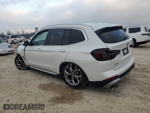 2022 BMW X3 xDrive30i with VIN 5UX53DP07N9M13593, listed as a Copart auction lot 44557635 with Not Provided miles and Salvage Title. Bid and sale history available at DreamBid. Image 2.