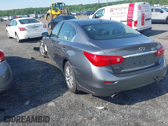 2014 Infiniti Q50 Sport with VIN JN1BV7AR3EM705555, listed as a IAAI auction lot 42221829 with 61,623 mi miles and . Bid and sale history available at DreamBid. Image 3.