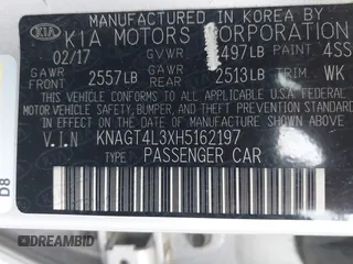 2017 Kia Optima LX with VIN KNAGT4L3XH5162197, listed as a IAAI auction lot 41754002 with 77,141 mi miles. Bid and sale history available at carsss.com. Image 9.