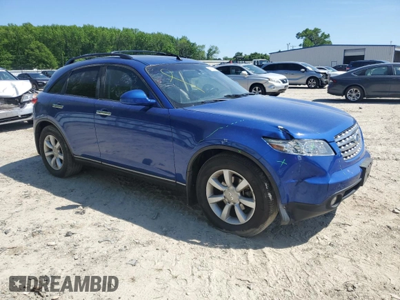 2005 Infiniti FX z VIN JNRAS08W95X216368, wystawiony jako Copart lot #54745065 z przebiegiem 232 897 mil mil oraz Szkoda całkowita • Salvage title. Historia ofert i sprzedaży dostępna na DreamBid. Obrazek 4.