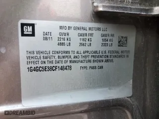 2012 Buick LaCrosse Leather with VIN 1G4GC5E38CF148478, listed as a Copart auction lot 83686514 with 68,055 mi miles and Salvage Title. Bid and sale history available at carsss.com. Image 12.