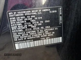 2020 Volkswagen Atlas S with VIN 1V2AP2CA2LC500114, listed as a Copart auction lot 82562394 with 114,404 mi miles and Non repairable. Bid and sale history available at DreamBid. Image 16.