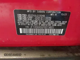 2023 Subaru WRX Premium with VIN JF1VBAH66P8819465, listed as a IAAI auction lot 42259587 with 15,016 mi miles and . Bid and sale history available at DreamBid. Image 9.