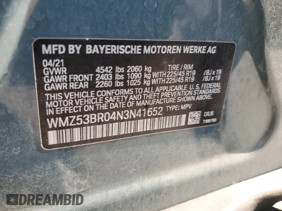 2022 MINI Countryman Cooper S with VIN WMZ53BR04N3N41652, listed as a Copart auction lot 55354375 with 20,821 mi miles and Salvage title. Bid and sale history available at DreamBid. Image 13.